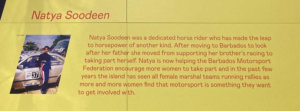 images from the Women in Motorsport exhibition at the Coventry Transport Museum