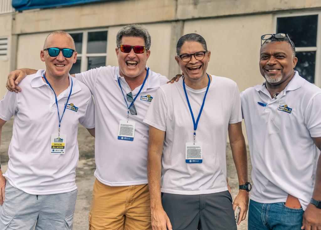 Paul Nagle with local officials Sean Dowding, Neil Barnard and Owen Proverbs