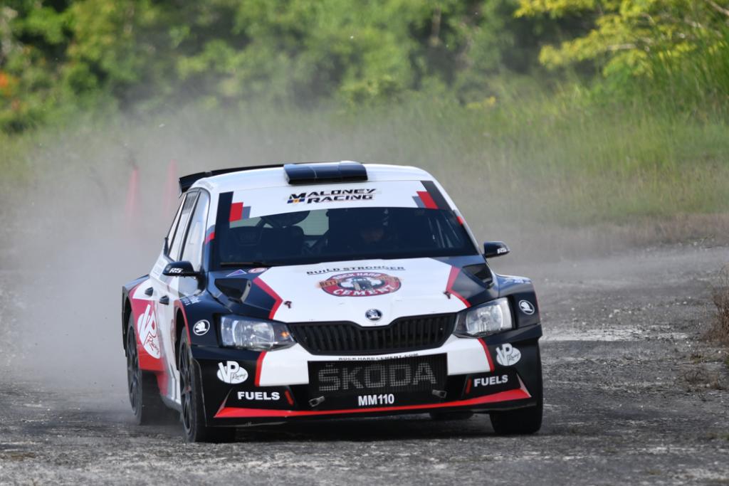 Zane Maloney will race at Bushy Park on Sunday in this Skoda Fabia R5, pictured by Corey Reece/Image Vault being driven by Zane’s uncle Stuart Maloney