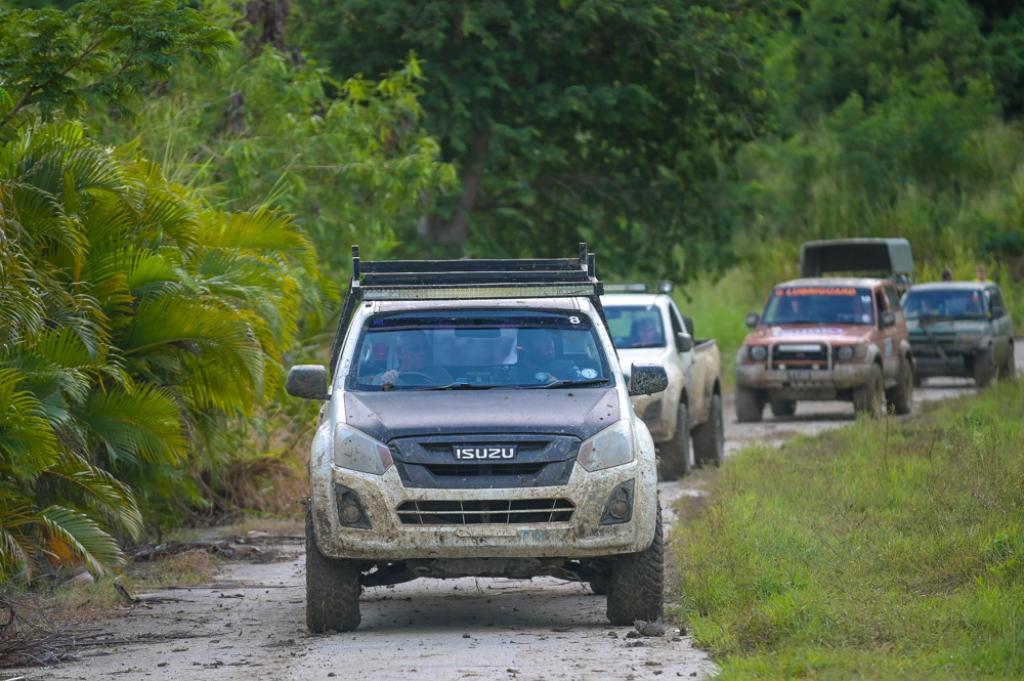 Father and son crew Stephen and Ben Moore, their Isuzu D-Max carrying evidence of the muddy conditions, won Saturday’s Savvy on the Bay November Safari