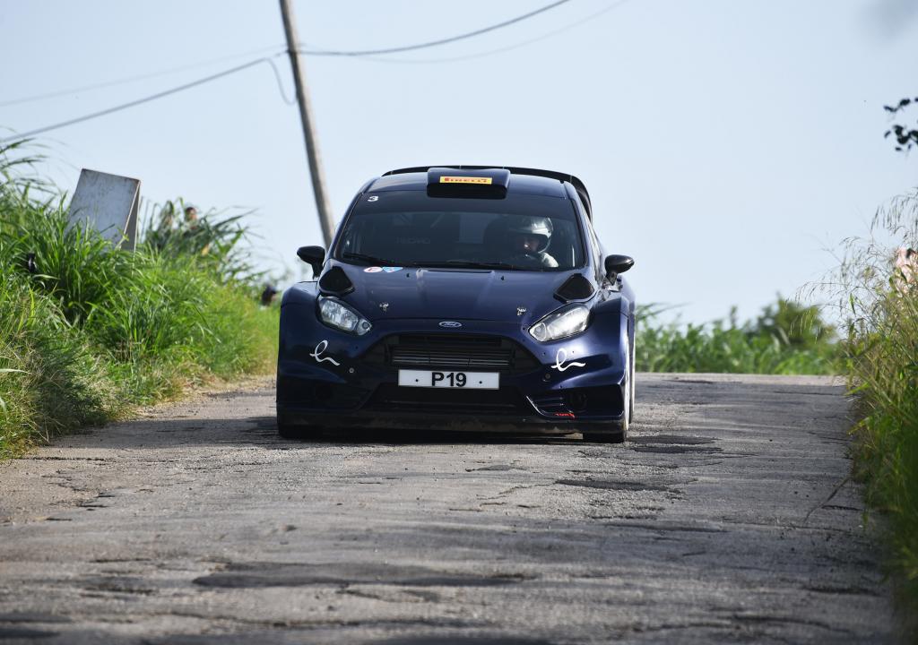 Rob Swann in his Ford Fiesta WRC taken at the Barbados Rally Club’s (BRC) Test Stages in August